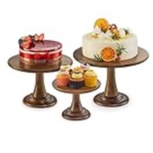 Set of 3 Acacia Wood Cake Stands